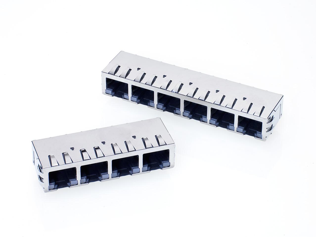 Stewart Connector-SS-748806SC5-GY-PG4-AZ Raccordement téléphone et télécom Conn Modular Jack F 48 POS 1.27mm Solder RA Thru-Hole 72 Terminal 6 Port