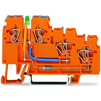 WAGO-270-564/281-483 连接器接线板 3-Conductor sensor supply Terminal Block, LED green , 2.5 mm2, Cage Clamp