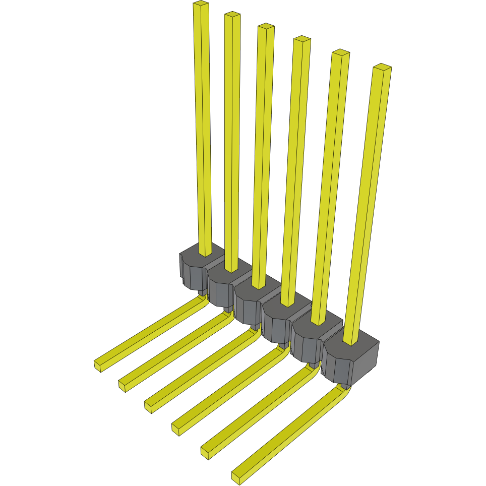 Samtec-MTSW-106-13-L-S-700-RA Steckverbinderleisten und Leiterplattenbuchsen Conn Unshrouded Header HDR 6 POS 2.54mm Solder RA Side Entry Thru-Hole Bulk