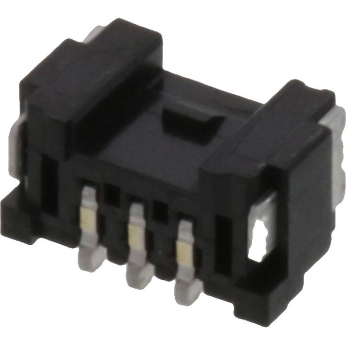 Molex-5055680371 Cabezales del conector y receptáculos PCB 1.25mm Pitch, Micro-Lock Plus PCB Header, Single Row, Vertical, Surface Mount, Tin-Bismuth Plating, Positive Lock, 3 Circuits, Black