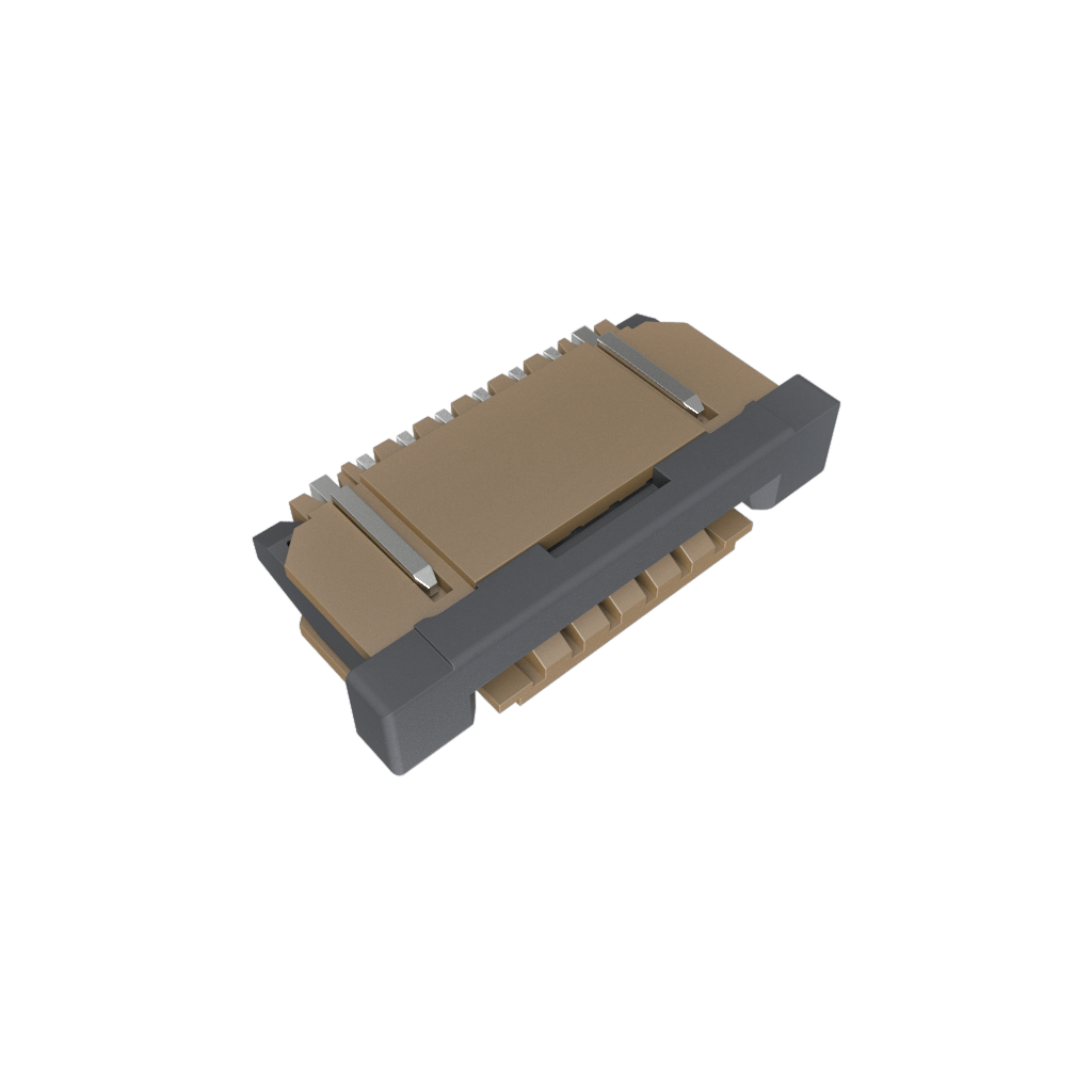 Amphenol Communications Solutions-SFW6R-1STE1LF Steckverbinder, FFC-FPC 1.00mm Flex Connector, SFW-R series, 6 Position, Down Side Contact, Side Entry Surface Mount ZIF Connector, Lead Free
