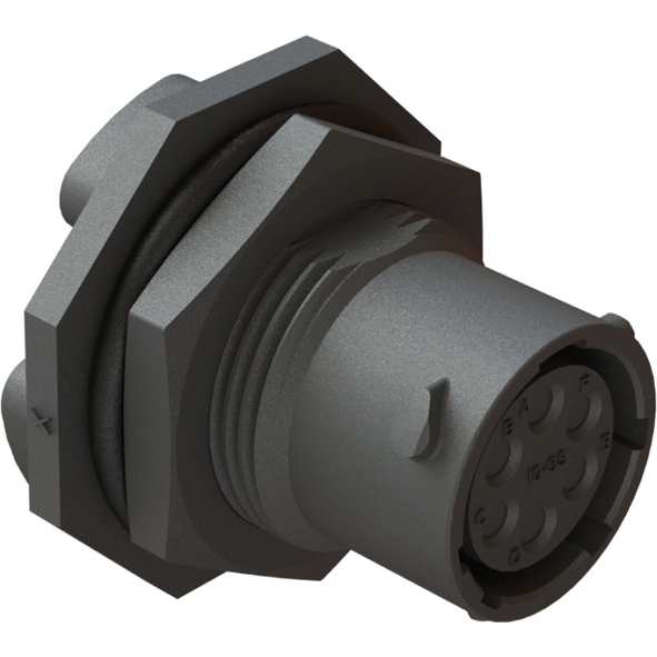 Amphenol-RTS710ND6S03 Conector circular Conn Circular SKT 6 POS Solder ST Jam Nut 6 Terminal 1 Port Box