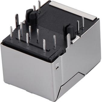 taoglas-TMJ166323B10NL Steckverbinder, Telefon und Telekommunikation Conn RJ-45 F 8 POS 1.27mm Solder RA Thru-Hole 14 Terminal 1 Port Tray