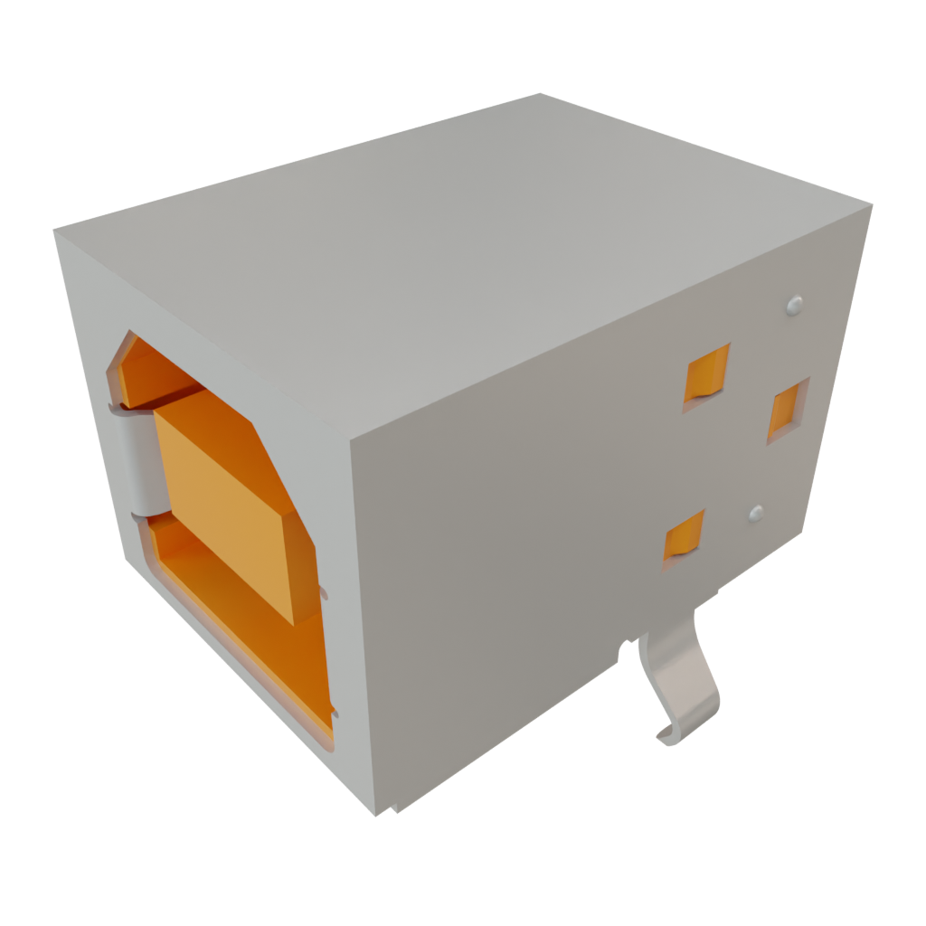 Samtec-USBR-B-S-S-O-TH Connector USB Conn USB 2.0 Type B RCP 4 POS 2.5mm Solder RA Thru-Hole 4 Terminal 1 Port Tray