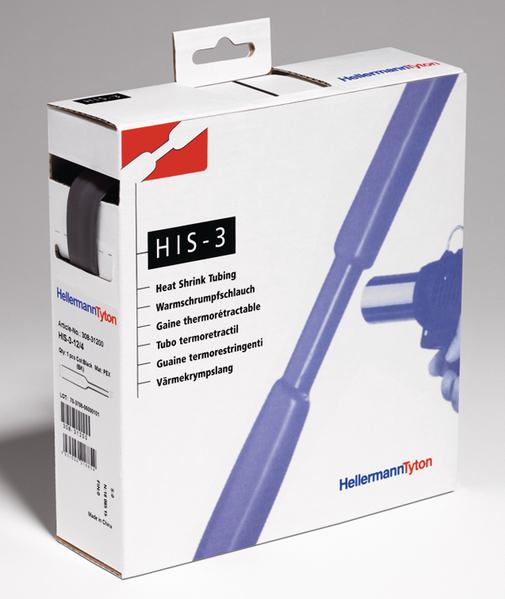 HellermannTyton-308-31800 Thermo-rétraction Heat Shrink Tubing ST Polyolefin Black Thin Carton