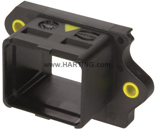 HARTING-9455450040 Einzeladersteckverbinder, Gehäuse Bulkhead mounted housing Compact With board locks With integrated seal PushPull Material (hood/housing) Thermoplastic Black Material (seal) NBR Degree of protection IP65 IP67
