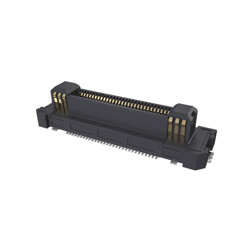 Amphenol Communications Solutions-B324-1B7L1-112D0-E100 Cabezales del conector y receptáculos PCB BTB Connector, P 0.50mm, H 6.4mm, Vertical Orientation, Plug, 140P, With Mylar