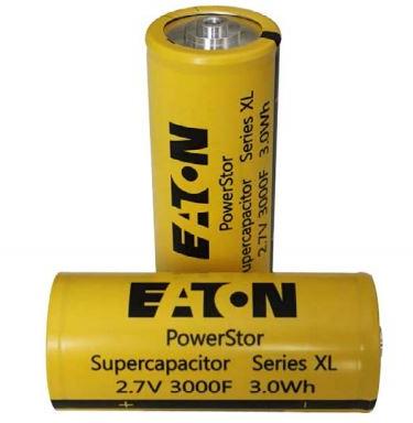 Eaton-XL60-2R7308T-R Condensateur électrique double couche - Supercondos Cap Supercap 3000F 2.7V 0% to 20% ( 60.7 X 138mm ) Stud Mount Screw Aluminum Cylindrical Can 5000uA 0.00023 Ohm 1500h 65°C Box