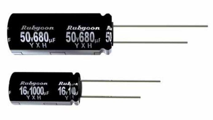 Rubycon-50YXH22MEFC5X11 Kondensator, Aluminium Cap Aluminum Lytic 22uF 50V 20% (5 X 11mm) Radial 2mm 0.18A 5000h 105°C Bulk