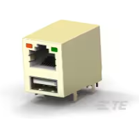 TE Connectivity-4-1775855-2 Steckverbinder, Schnittstelle Conn RJ-45/USB RCP 8/4 POS Solder RA Thru-Hole 16 Terminal 1/1 Port Tray