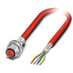 Assembled Sercos III cable, shielded, star quad, AWG 22 stranded (7-wire), RAL 3020 (traffic red), M12 flush-type socket, rear mounting, SPEEDCON 4-pos. on free conductor end, length 2 m