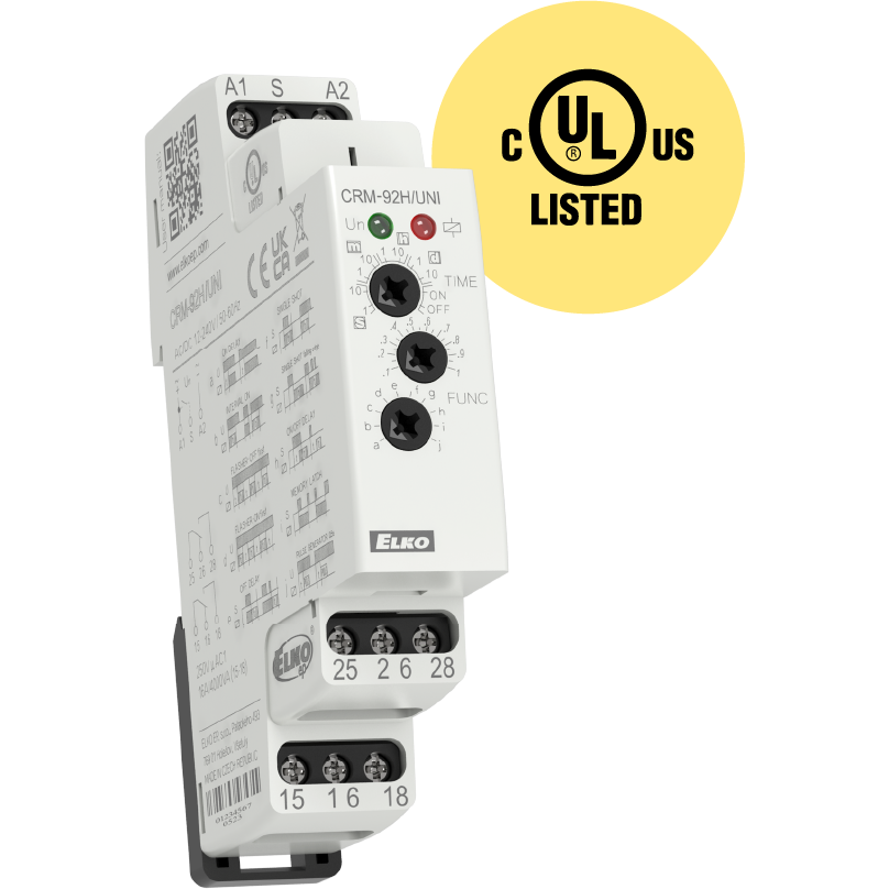 ELKO EP North America-CRM-92H/UNI Zeitrelais Time Delay Relay 12 to 240VDC 12 to 240VAC 16A SPDT/SPDT(17.6x64x90)mm DIN Rail