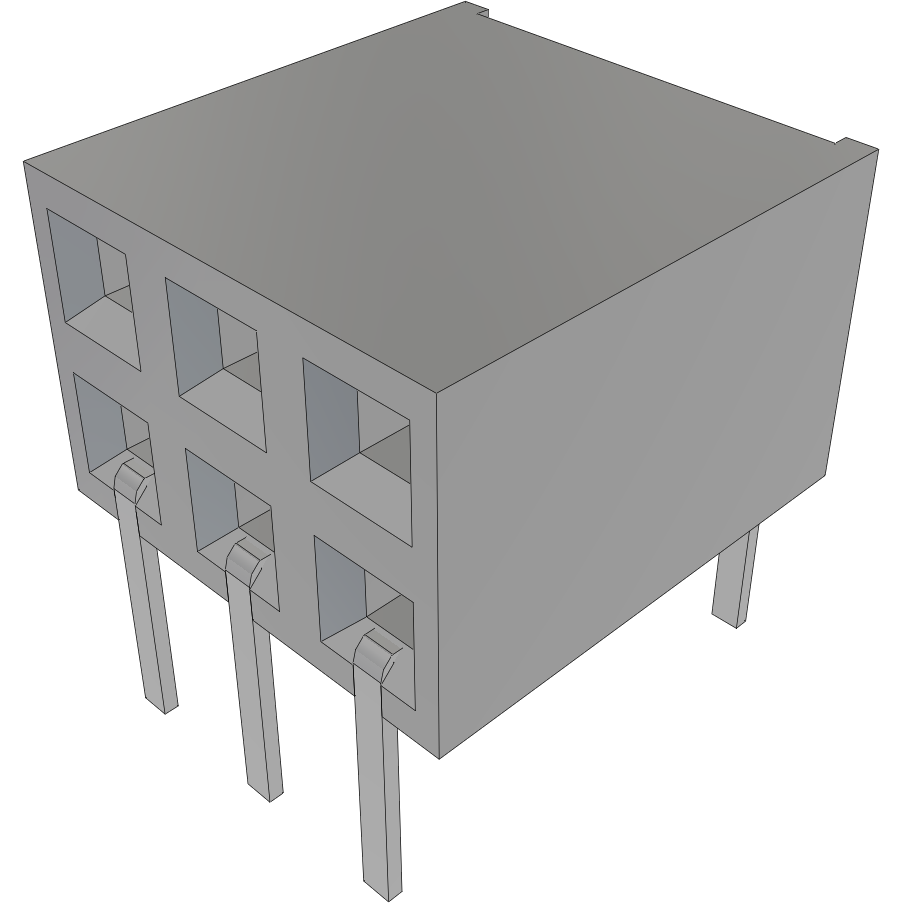 Samtec-BCS-103-LM-D-HE Connector Headers and PCB Receptacles Conn Socket Strip SKT 6 POS 2.54mm Solder RA Side Entry Thru-Hole TIGER CLAW™ Layer