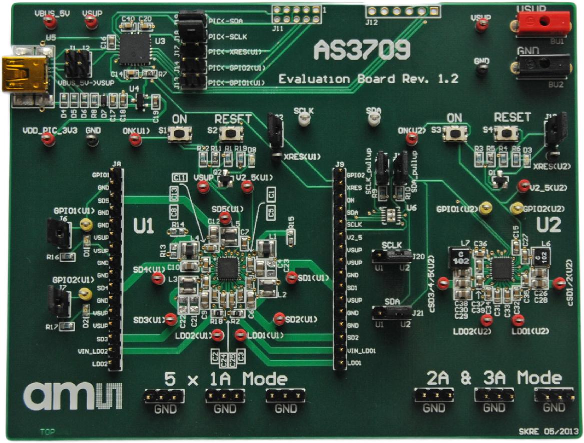 ams OSRAM-AS3709-QF-ES_EK_ST Kit e schede di sviluppo gestione della potenza AS3709 PMIC Solution Evaluation Kit
