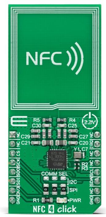 MikroElektronika-MIKROE-4842 RF/Drahtlos-Entwicklungsplatinen und Kits ST25R3916 NFC/RFID Reader and Writer Click Board