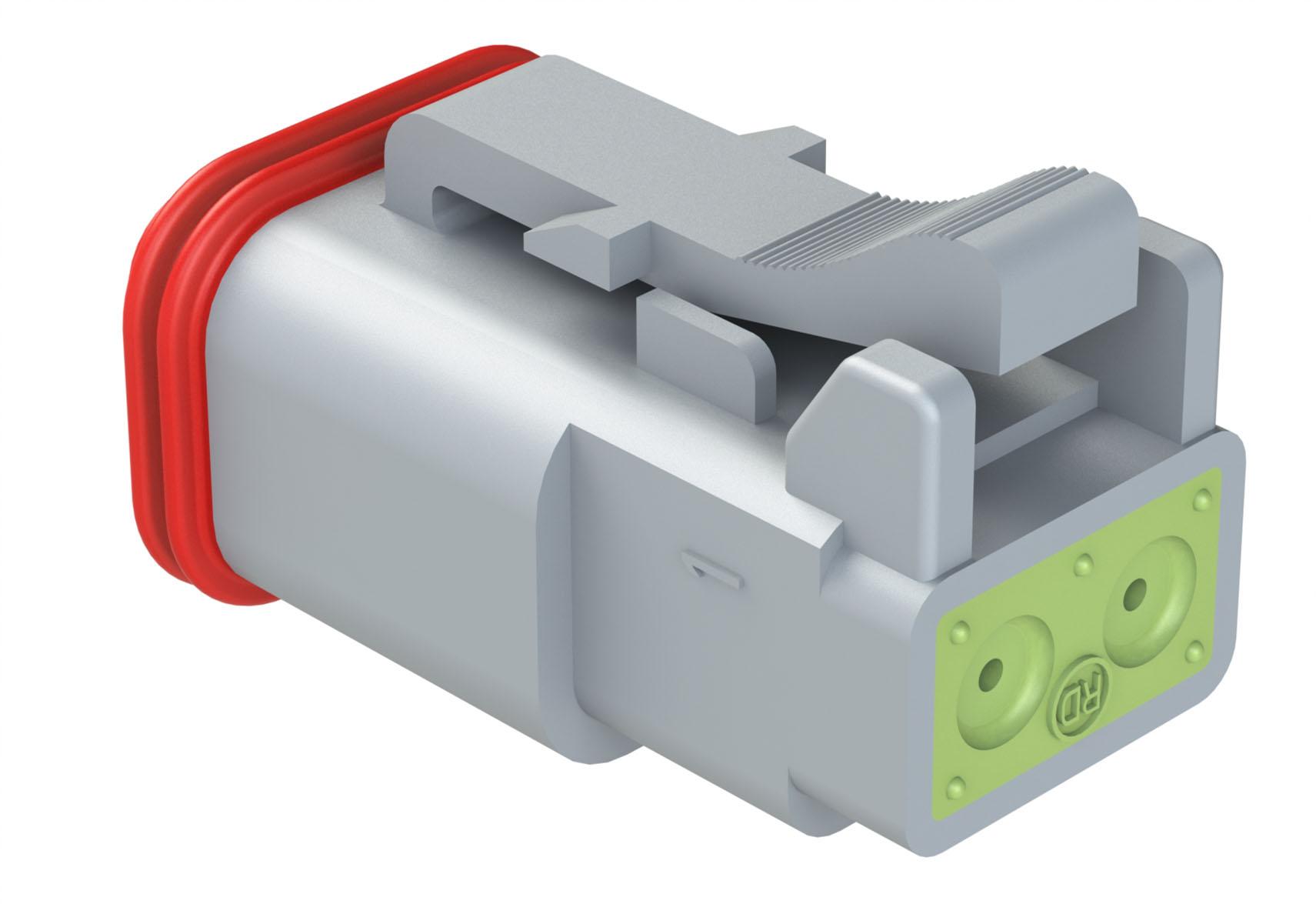 Amphenol-AT06-2S-RD01 Connector Discrete Wire Housing Conn Housing M 2 POS Crimp ST Cable Mount Gray