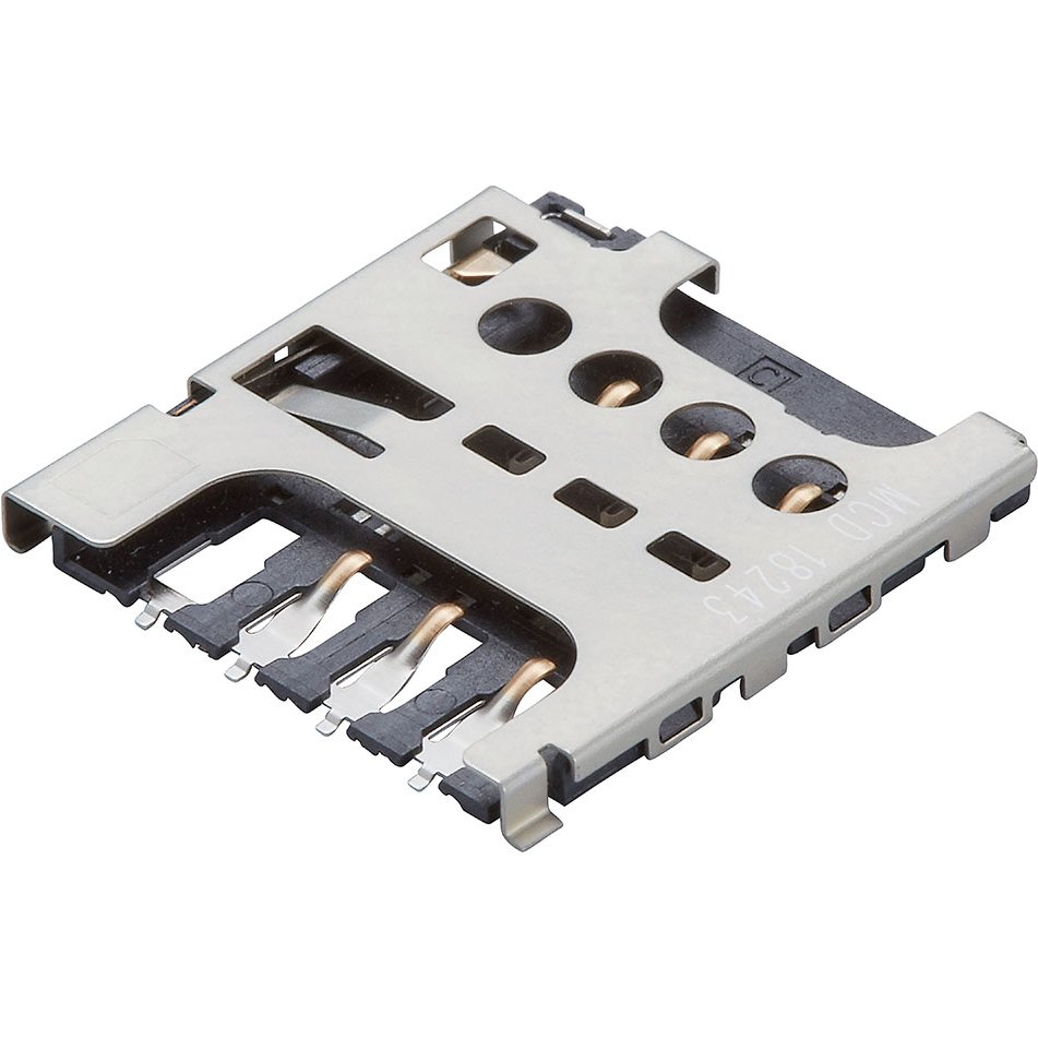 Molex-787270001TR300 Steckverbinder, Speicherkarte Conn Micro SIM Card SKT 6 POS 2.54mm Solder RA SMD 0.5A/Contact T/R