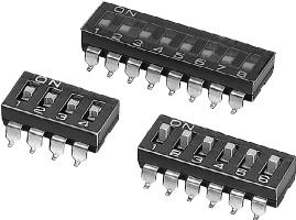Omron-A6S-1104-PH Switch DIP Switch DIP OFF ON SPST 1 Raised Slide 0.025A 24VDC Gull Wing 1000Cycles SMD T/R