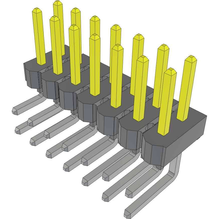 Samtec-HTSW-107-08-L-D-RA Steckverbinderleisten und Leiterplattenbuchsen Conn Unshrouded Header HDR 14 POS 2.54mm Solder RA Side Entry Thru-Hole Bulk