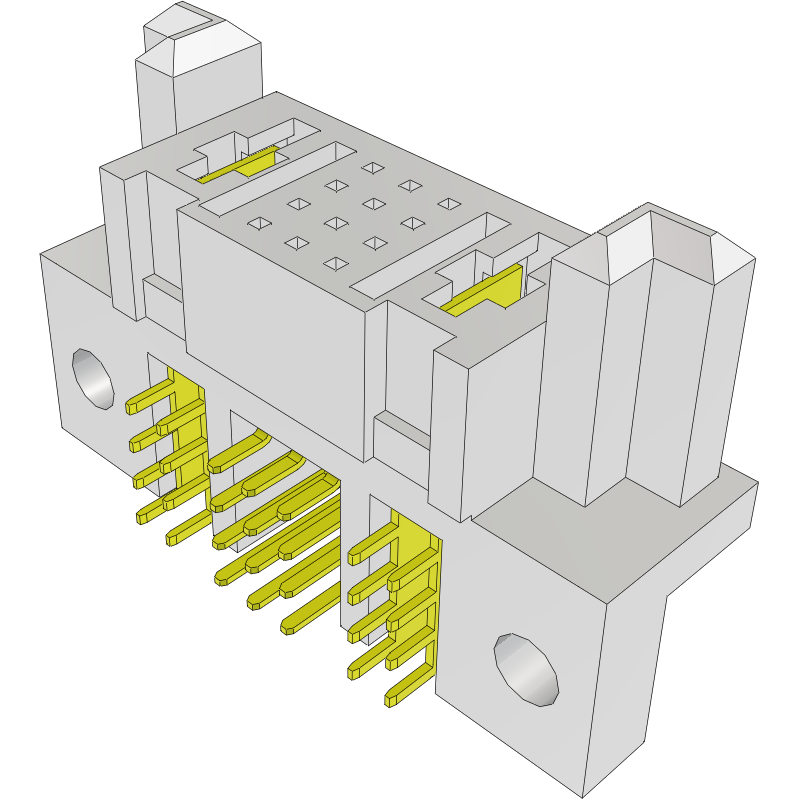 Samtec-PESC-01-12-01-01-T-RA-SD Cabezales del conector y receptáculos PCB Conn Socket Strip SKT 2Power/12Signal POS 6.35mm/2.54mm Solder RA Side Entry Thru-Hole PowerStrip™ Tray