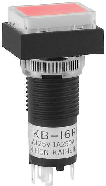 NKK Switches-KB16RKW01-5C-JC Botón pulsador Switch Push Button ON ON SPDT Rectangular Button 1A 250VAC 30VDC Alternate Panel Mount Solder Lug
