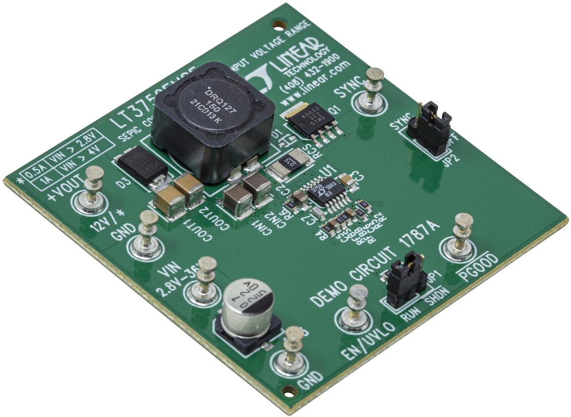 Analog Devices-DC1787A Power Management Development Boards and Kits LT3759EMSE SEPIC Demo Board, VIN = 2.8V to 36V, VOUT = 12V @ 1A