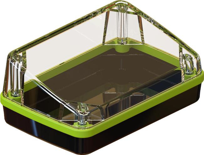 Serpac Electronic Enclosures-CX67SD-CLBK-A-NG Boîtes, boîtiers et supports Black Polycarbonate Sloped Waterproof Pocket Enclosure with Neon Green Seal <h4><strong>CALIFORNIA PROPOSITION</strong> ⚠️<strong>65 WARNING</strong>⚠️</h4>