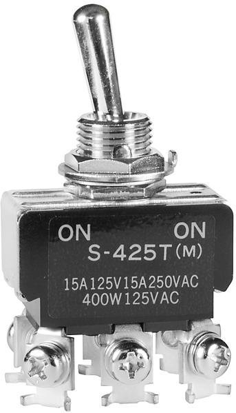NKK Switches-S425T Kippschalter Switch Toggle ON None (ON) DPDT Round Lever Screw Lug 15A 250VAC Panel Mount with Threads