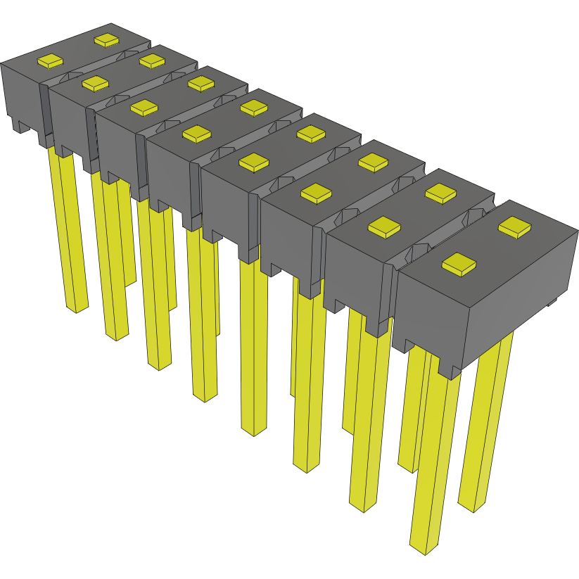 Samtec-HMTSW-108-07-G-D-007 Connector Headers and PCB Receptacles Conn Unshrouded Header HDR 16 POS 2.54mm Solder ST Top Entry Thru-Hole Bulk
