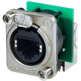Neutrik Group-NE8FDP-R Connector Telephone and Telecom Conn RJ-45 RCP 8 POS Solder RA Panel Mount 8 Terminal 1 Port Cat 5e