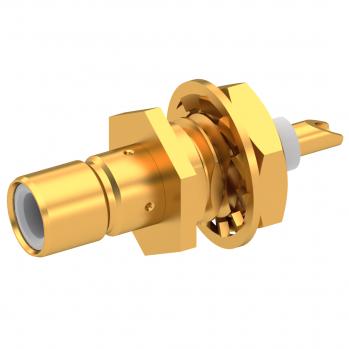 Radiall-R114553000 RF-Steckverbinder Conn SMB 0Hz to 4GHz 50Ohm Solder Pot ST Panel Mount RCP Gold Over Nickel