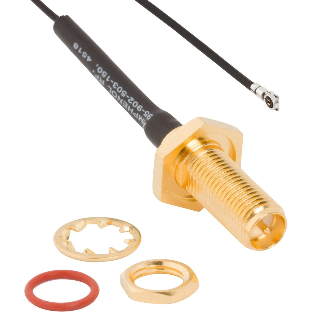 Amphenol RF-095-902-503-150 Kabelbaugruppen Koaxial Cable Assembly 1.13mm Cable 0.15m SMA to AMC F-M Bag