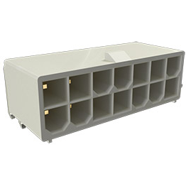 Amphenol Communications Solutions-10127819-16221LF Steckverbinderleisten und Leiterplattenbuchsen Minitek® Pwr4.2 header, Dual row, Right-Angle Through hole, Tin plating, Black Color, 16 positions, Non Glow Wire Compatible