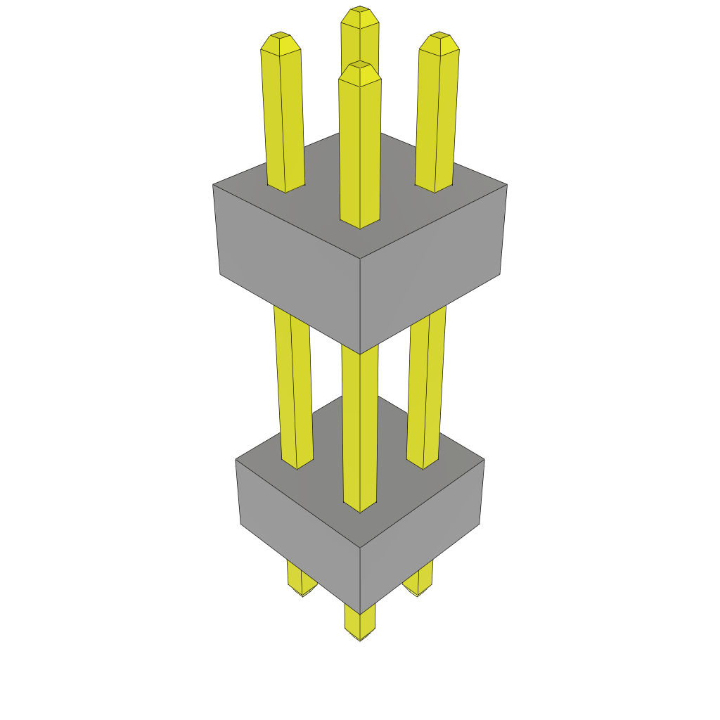 Samtec-TW-02-04-S-D-350-090 Piastre connettori e prese PCB Conn Board Stacker HDR 4 POS 2mm Solder ST Top Entry Thru-Hole Bulk