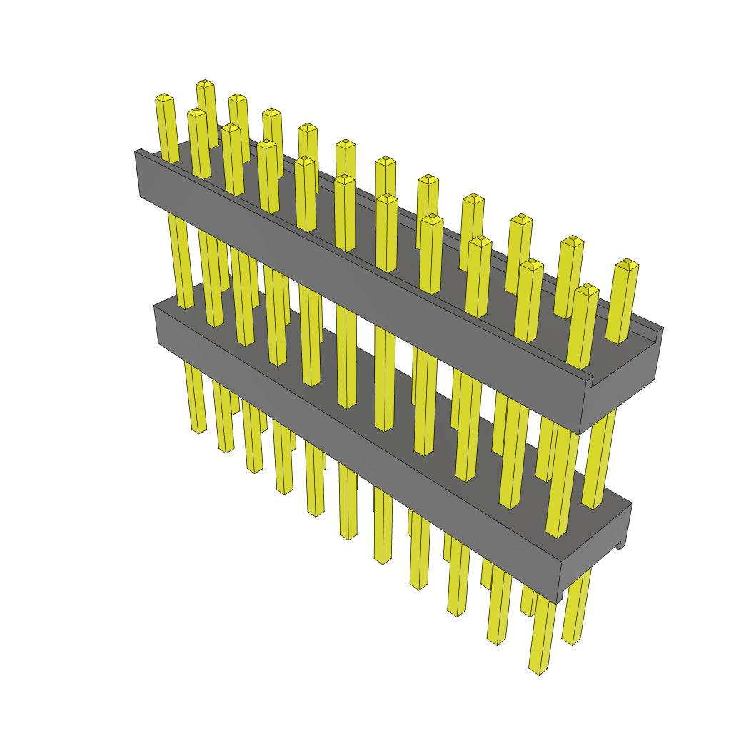 Samtec-ZW-11-10-L-D-462-250 Connector Headers and PCB Receptacles Conn Board Stacker HDR 22 POS 2.54mm Solder ST Thru-Hole Bulk