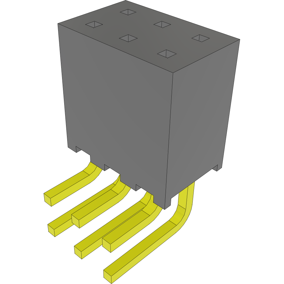 Samtec-SQT-103-01-S-D-RA Steckverbinderleisten und Leiterplattenbuchsen Conn Socket Strip SKT 6 POS 2mm Solder RA Side Entry Thru-Hole Layer