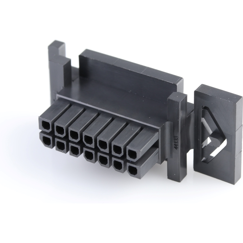 Molex-44133-1400 Connector Discrete Wire Housing Conn Housing RCP 14 POS 3mm Crimp ST Cable Mount Black Micro-Fit 3.0 BMI™ Tray