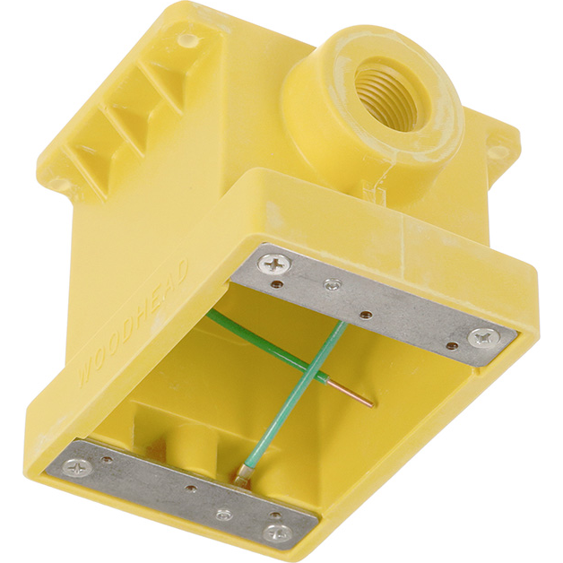 Molex-1301280114 Prodotti vari Wood Head FD Yellow Glass-Filled Polyester Box, Corrosion -Resistant 12.70mm Threaded