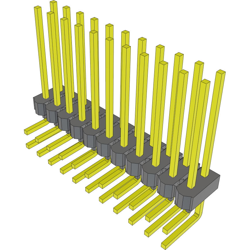 Samtec-MTSW-111-10-L-D-530-RA Cabezales del conector y receptáculos PCB Conn Unshrouded Header HDR 22 POS 2.54mm Solder RA Side Entry Thru-Hole Bulk