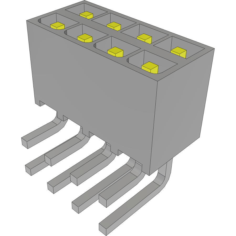 Samtec-IPT1-104-01-L-D-RA Steckverbinderleisten und Leiterplattenbuchsen Conn Wire to Board HDR 8 POS 2.54mm Solder RA Side Entry Thru-Hole Mini Mate® Tube