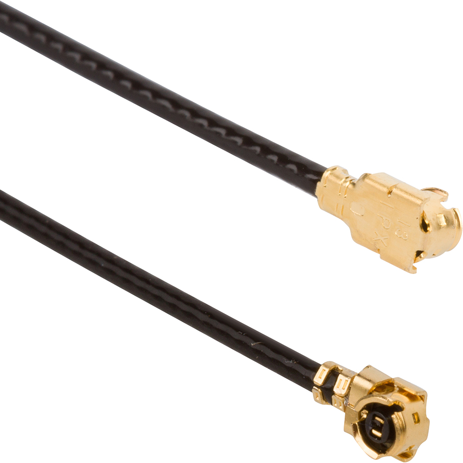 Amphenol RF-A-1PA-113-200B2 Kabelbaugruppen Koaxial RF Cable Assembly AMC Right Angle Plug to AMC Right Angle Plug 1.13 mm Micro-Cable 200 mm Length 50 Ohms