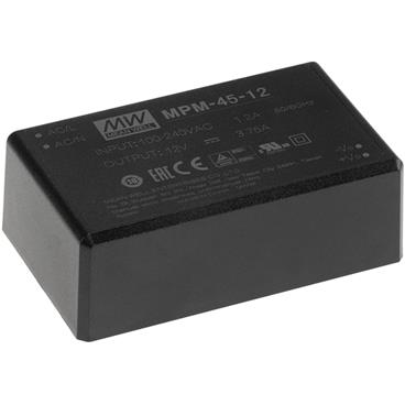 Mean Well Enterprises-MPM-45-48 Suministro de energía de AC a CC AC/DC Power Supply Single-OUT 48V 1.05A 50.4W 4-Pin Carton