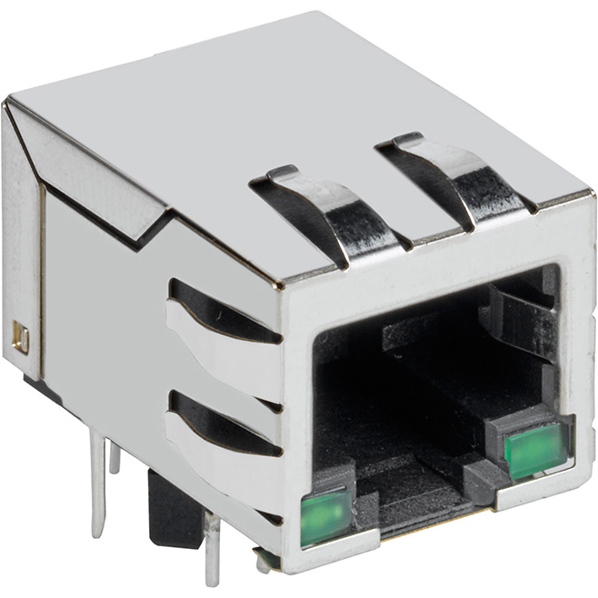 TRP Connector-2250045-1 Raccordement téléphone et télécom Conn RJ-45 F 8 POS 1.27mm Solder RA Thru-Hole 12 Terminal 1 Port