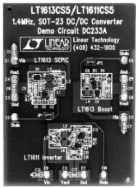 Analog Devices-DC233A Energiemanagement, Entwicklungsplatinen und -kits LT1613CS5 LT1611CS5, 1.4MHz, SOT-23 DC-DC Converter, 3 Circuits: LT1613 Boost and SEPIC, LT1611 Inverter