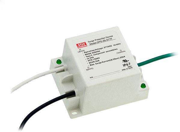 Mean Well Enterprises-SPD-20-277P Soppressori di sovracorrente Surge Suppressors 50Hz/60Hz 10kA 277VAC Cable Mount
