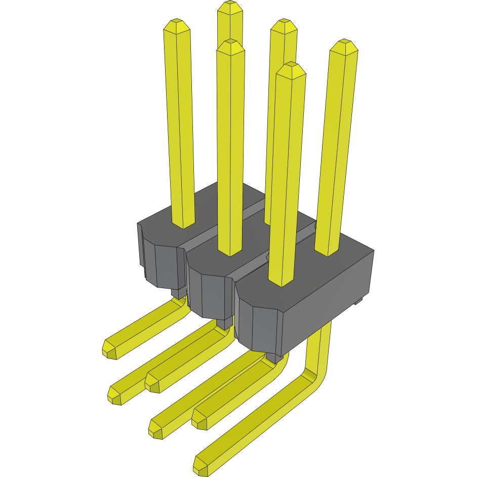 Samtec-TSW-103-25-G-D-RA Steckverbinderleisten und Leiterplattenbuchsen Conn Unshrouded Header HDR 6 POS 2.54mm Solder RA Side Entry Thru-Hole Bulk