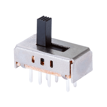 Same Sky (formerly CUI Devices)-SLW-127477-5A-S-D Interruptor corredizo Switch Slide ON ON ON DP3T Raised Slide 0.3A 50VDC 10000Cycles PC Pins Thru-Hole