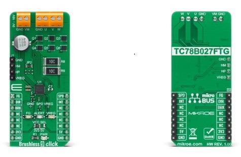MikroElektronika-MIKROE-4387 Energiemanagement, Entwicklungsplatinen und -kits TC78B027FTG Motion Motor Control 30V Output Click Board