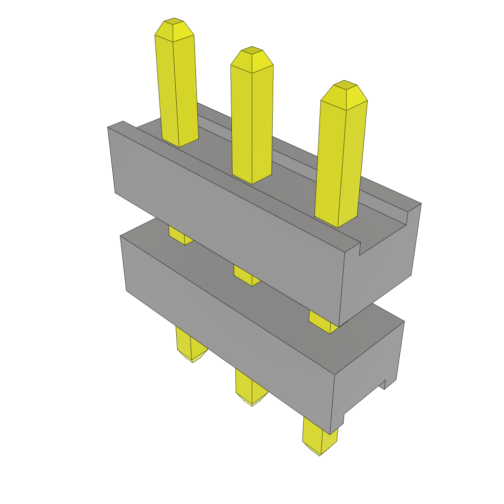 Samtec-TW-03-01-G-S-160-080 Cabezales del conector y receptáculos PCB Conn Board Stacker HDR 3 POS 2mm Solder ST Top Entry Thru-Hole Bulk
