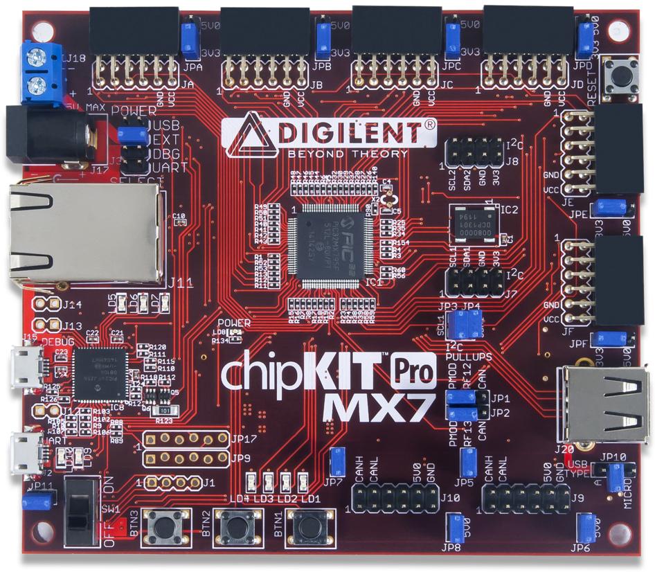 Digilent-410-296 Placas y kits de desarrollo del sistema integrado PIC32MX795F512L Microcontroller Development Board 0.032768MHz/8MHz/80MHz CPU 128KB RAM 512KB Flash